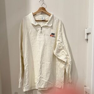 Nike Men's Cream Long Sleeve Polo Shirt